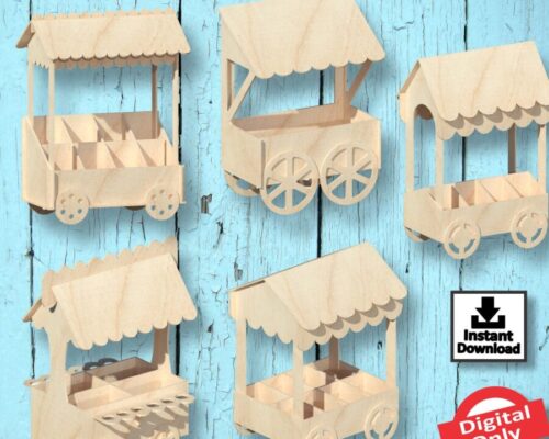 Pack de Diseño de Carro de Dulces 1 - Archivos SVG Cortados a Láser para Descarga Instantánea