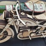 Rompecabezas en 3D de madera: Motocicleta cervercera y soporte para bebidas - Archivos SVG y DXF - Imagen 3