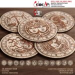 Plantillas SVG y DXF para Corte Láser de Posavasos con Signos del Zodíaco - Descarga Glowforge - Imagen 2