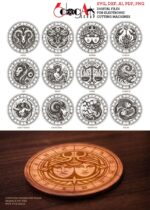 Plantillas SVG y DXF para Corte Láser de Posavasos con Signos del Zodíaco - Descarga Glowforge - Imagen 3