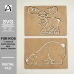 Plantilla Montessori de Animales Salvajes de América del Norte - SVG Digital para Corte Láser y Juguetes de Madera - Imagen 7