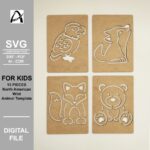 Plantilla Montessori de Animales Salvajes de América del Norte - SVG Digital para Corte Láser y Juguetes de Madera - Imagen 5
