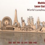 Plantilla SVG de corte láser 3D para monumentos mundiales en madera contrachapada