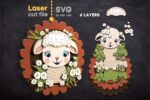 Paquete SVG de Animales Bebés de Granja para Corte Láser - Glowforge, Cabra, Cordero y Más - Imagen 4