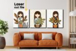 Paquete SVG de Jardinería: Chica con Flores y Decoración de Pared para Cortar Láser Glowforge - Imagen 3