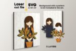 Paquete SVG de Jardinería: Chica con Flores y Decoración de Pared para Cortar Láser Glowforge - Imagen 2