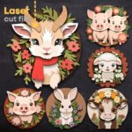 Paquete SVG de Animales Bebés de Granja para Corte Láser - Glowforge, Cabra, Cordero y Más