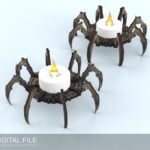 Portavelas de Halloween Araña - Archivos Láser SVG, PDF, DXF para Decoración Festiva