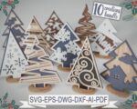 Diseños de Árboles de Navidad para Corte Láser - 10 Archivos SVG, DXF, DWG y AI
