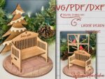 Plantillas de corte láser para Glowforge: Banco con árbol y cardenal - PDF SVG DXF - Decoración única