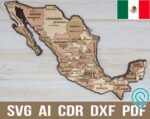 Mapa de México SVG para Corte Láser y Glowforge - Patrón 3D para Rompecabezas de Madera, DXF & AI - Imagen 2