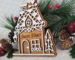 Adorno navideño de casa de jengibre personalizado en formato SVG y PDF para corte láser Glowforge - Imagen 2