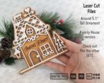 Adorno navideño de casa de jengibre personalizado en formato SVG y PDF para corte láser Glowforge - Imagen 3