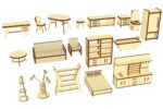 Muebles para casa de muñecas 1:12 - Diseño digital para corte láser Glowforge y más - Imagen 5