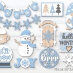 Poster de Navidad SVG con Gnomo y Muñeco de Nieve para Corte Láser y Glowforge