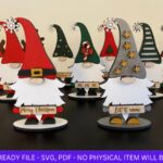 Juego de 9 Gnomos Navideños Personalizados para Corte Láser - Archivo SVG para Decoración