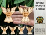 Paquete SVG de adornos navideños para corte láser - Estampas de ángel y partituras para decoraciones