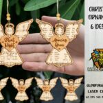 Paquete SVG de adornos navideños para corte láser - Estampas de ángel y partituras para decoraciones