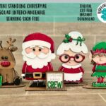 Mini Señal Navideña Intercambiable SVG para Glowforge - Santa, Rudolph, Elfo, Cuenta Regresiva