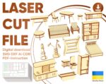 Muebles para casa de muñecas 1:12 - Diseño digital para corte láser Glowforge y más