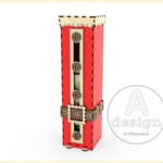 Caja de vino navideña cortada con láser - Soporte y bolsa para botellas - Archivo SVG Ver.91