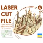 Miniatura Navideña Corte Láser: Cuadrado Festivo con Elfos y Renos para Decoración