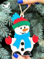 Adorno Navideño en SVG de Muñeco de Nieve para Corte Láser - Diseño Creativo y Festivo - Imagen 6