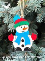 Adorno Navideño en SVG de Muñeco de Nieve para Corte Láser - Diseño Creativo y Festivo - Imagen 8