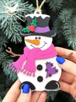 Adorno Navideño en SVG de Muñeco de Nieve para Corte Láser - Diseño Creativo y Festivo - Imagen 5