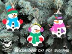 Adorno Navideño en SVG de Muñeco de Nieve para Corte Láser - Diseño Creativo y Festivo - Imagen 4