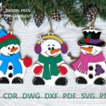 Adorno Navideño en SVG de Muñeco de Nieve para Corte Láser - Diseño Creativo y Festivo