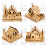 Casas de Navidad para Corte Láser | SVG, DXF, PDF, Ai | Descarga Instantánea de Decoración Navideña - Imagen 4