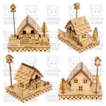Casas de Navidad para Corte Láser | SVG, DXF, PDF, Ai | Descarga Instantánea de Decoración Navideña - Imagen 5