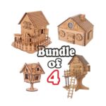 Plantillas de casas de madera medievales para corte láser - 4 archivos digitales (DXF, SVG, AI, CDR, PDF)