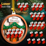 Paquete SVG de Chimenea y Calcetines Navidad para Cortar con Láser y para el Árbol de Navidad