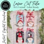 Etiquetas de Adornos de Gnomo Navideño SVG para Corte Láser - Decoración Festiva Personalizable