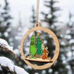 Adorno navideño Grinch cortado con láser - Archivo SVG para Glowforge y decoración festiva - Imagen 2