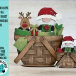 Gnomo navideño SVG para decoración de flores, Papá Noel, corte láser Glowforge, Navidad