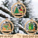 Adorno navideño Grinch cortado con láser - Archivo SVG para Glowforge y decoración festiva