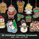 Adornos navideños infantiles SVG para corte láser - Decoraciones coloridas y creativas para Navidad