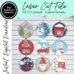 Paquete de Adornos Navideños SVG para Corte Láser - Muñeco de Nieve, Pan de Jengibre y Más
