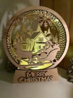 Lámpara navideña cortada con láser, candelabro nevado, decoración invernal y luz de noche - Imagen 8