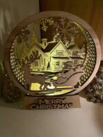 Lámpara navideña cortada con láser, candelabro nevado, decoración invernal y luz de noche - Imagen 9