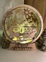 Lámpara navideña cortada con láser, candelabro nevado, decoración invernal y luz de noche - Imagen 10