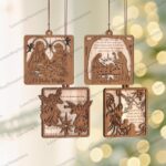 Bolas de Navidad SVG para adornos de árbol - Paquete de 16, archivos cortados con láser para Glowforge - Imagen 6