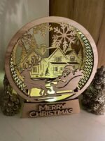 Lámpara navideña cortada con láser, candelabro nevado, decoración invernal y luz de noche - Imagen 7