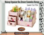 Organizador de maquillaje de madera cortado a láser - Almacenamiento de cosméticos SVG, CDR, DXF