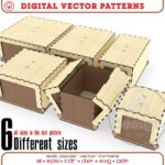 Cajas de Almacenamiento SVG para Corte Láser – Pack de 6 Cajas con Tapa Abatible y Diseño de Regalo
