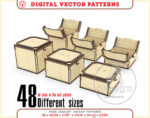48 diseños de cajas para corte láser: archivo vectorial para almacenamiento y regalos