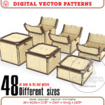 48 diseños de cajas para corte láser: archivo vectorial para almacenamiento y regalos